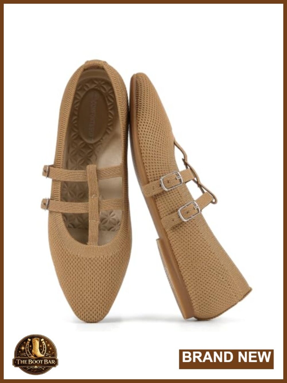 Mary Jane Flats Knit T-Strap Adjustable Buckle Women's Casual Shoes